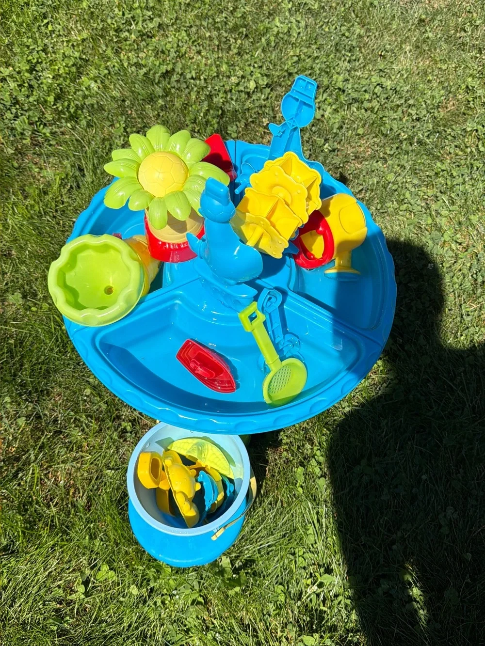 SOLD! Blue and Yellow Kids Water Play Table with Sand Toy Set